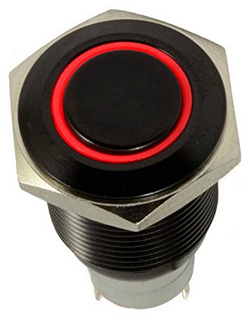 Mintice Schwarz Shell Engel Auge KFZ Kippschalter Druckschalter Schalter Drucktaster Druckknopf 16mm 12V Rot Licht