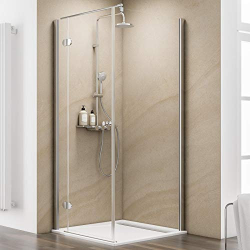 Schulte Duschkabine MasterClass Drehtür an Nebenteil inklusive Seitenwand, 90 x 90 cm, 6 mm Sicherheitsglas (ESG) Klar hell fixil beschichtet, Chromoptik, ExpressPlus, EP700706-5 41 500 02 32 01
