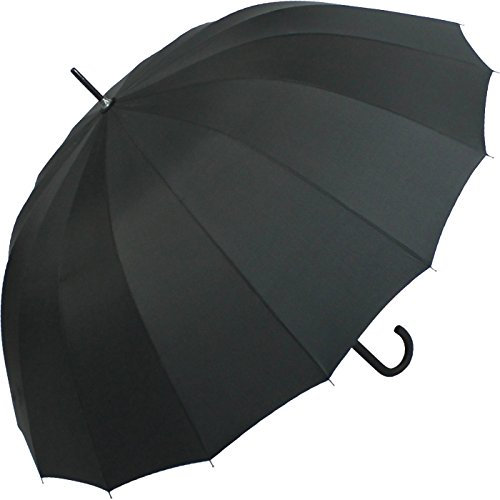 iX-brella Stockschirm 16teilig Full-Fiber mit Automatik - super stabil schwarz - 105cm