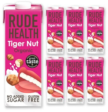 Rude Health 6 x 1 Litre Organic Tiger Nut Drink, Milk Alternative | 100% Natural, Lactose Free, Dairy Free, Gluten-Free, Unsweetened, Award-Winning, Healthy & Vegan, 100% Recyclable Packaging