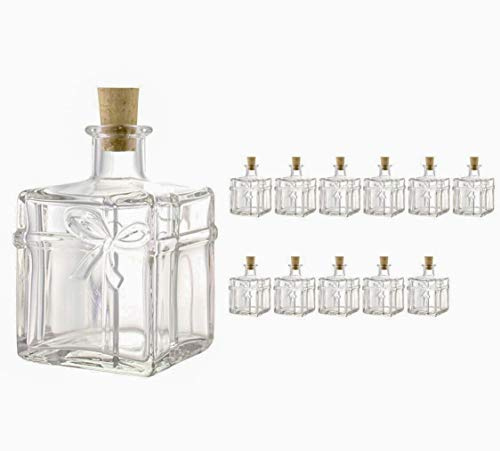 12 Flaschen Paket 350ml mit Spitzkorken, leere Likörflaschen, Schnapsflaschen für Spirituosen oder Sirup, Weihnachten, Geschenkflaschen
