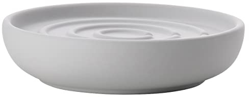 Zone Denmark Nova Seifenschale, Seifenablage, Seifenhalter aus Porzellan mit Soft Touch-Beschichtung, Durchm. 11 cm, Höhe 2,5 cm, Soft Grey (Grau)