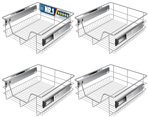 KESSER® Teleskopschublade 4x 50 cm ✓ Küchenschublade ✓ Küchenschrank ✓ Korbauszug ✓ Schrankauszug ✓ Vollauszug ✓ Schublade