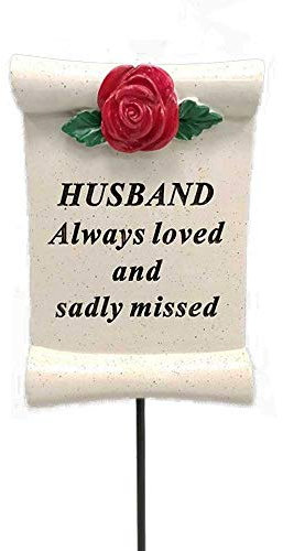 Always Loved Husband Flower Rose Memorial Tribute Stick Graveside Plaque