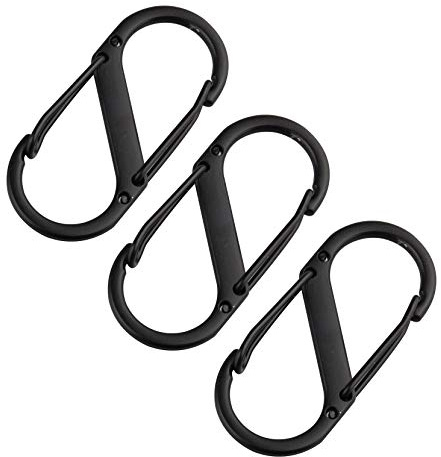 Jopto 3PCS S Shape Ring Locking Carabiner Keychain Spring Clip Lock Buckle Key Holder Metal Backpack Clasps S-Biner Climbing Hook Tactical Survival Designed for Hiking Fishing Camping Outdoor