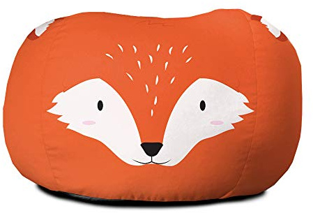 rucomfy Beanbags Kids Animal Printed Bean Bag Chair. Pre Filled Safe Toddler Bedroom Seat Comfy Children Playroom Furniture Decor. Machine Washable (Fox, Small, Beanbag Only)