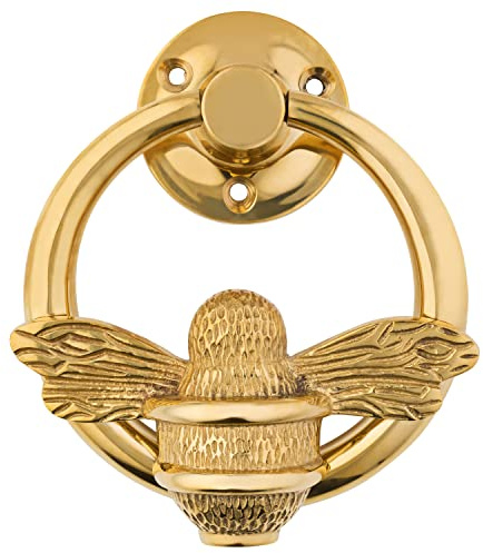 Brass Bee Türklopfer mit Ring aus Messing – Messing-Finish – massiver Messing-Türklopfer – Türklopfer von Brass Bee