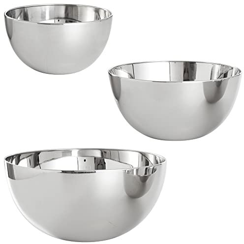 NAWA Home & Work - Set de 3 Cuencos de Acero Inoxidable | Apilables y Resistentes | Medidas Graduadas para Precisión en la Cocina | Diseño Elegante y Fácil de Limpiar, Set 3 Cuencos
