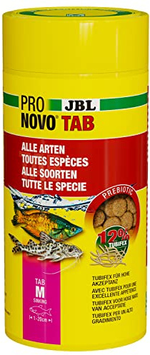 JBL PRONOVO TAB Mat för alla akvariefiskar 1–20 cm, fiskmat tabletter, storlek M, 1L