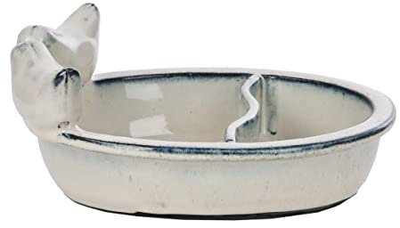 Esschert Design Futter- und Trinkschale Weiß lasiert oval - Keramik