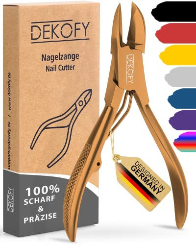 DEKOFY Nagelzange Edelstahl 11,5CM - Extra scharfe Nagelschere mit präzisem Schnitt - Fußnagelschere für dicke Nägel - Fußpflege, Nagelpflege, Pediküre, Nagelknipser Fußnägel, Nagelschneider, Roségold