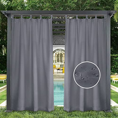 GZQIAWY 1 Paneel Außenvorhänge, Wasserdicht, Verdunkelnd, Sichtschutzvorhang für Terrasse, Pool, Hütte, Pavillon, Pergola,127 cm x 127 cm (Breite x Höhe),Dunkelgrau