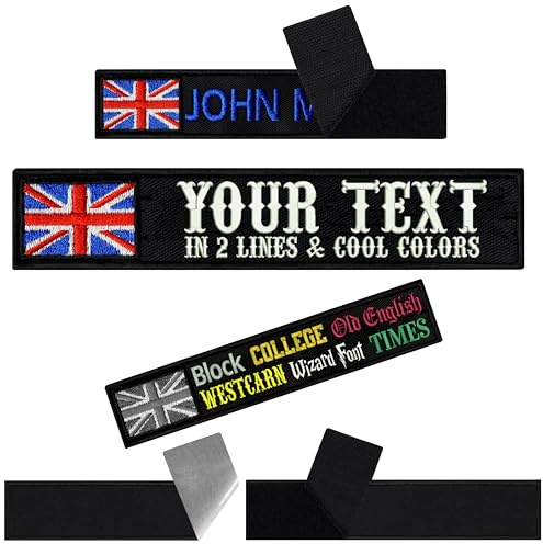 Großbritannien Fahne Klett Patch selbst gestalten | personalisiertes Namensschild für Bekleidung | Aufbügler oder Patch Klett für Uniform, Rennanzug Sportbekleidung mit GBR Flagge 125x25mm
