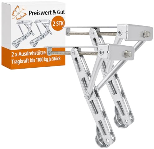 Preiswert & Gut 2X Nivellierstützen für Wohnwagen Wohnmobil Anhänger Set höhenverstellbar aus verzinktem Stahl mit Trapezgewinde zur sicheren Abstützung bis 1100 kg je Stütze