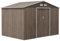 Outsunny 9 x 6ft Metal Garden Shed, Outdoor Storage Tool House with Ventilation Slots, Foundation Kit and Lockable Double Doors, Light Brown