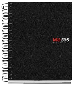 Miquelrius - A6 kariertes Notizbuch 5 mm, 150 Blatt con 6 Farbbändern, extraopakes 70 g/m² Papier, robuste Polypropylenumschläge ohne Lochungen, Notebook The Originals, Schwarz