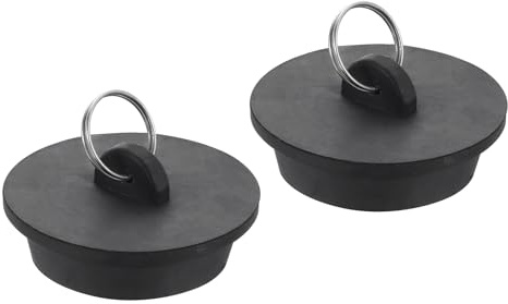 uxcell 2pcs Rubber Drain Stopper with Hanging Ring, Bathtub Drain Plug Fits 1-3/4 Inch to 1-7/8 Inch, Rubber Sink Stopper Drain Plug for Bathtub, Kitchen and Bathroom, Black