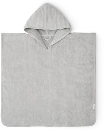 Ehrenkind® Kids Hooded Towel Poncho - 100% Organic Cotton Bathrobe for Boys & Girls, Soft & Absorbent Terry, Oeko-TEX Certified, One Size, Light Gray, Perfect for Bath, Pool & Beach