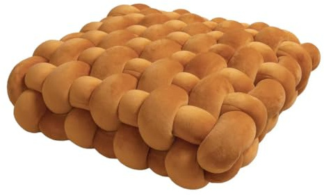 1 coussin carré noué oreiller esthétique nordique chaise de bureau coussin décoratif en peluche dormeuse nœud dos fait main coussin caramel 40 x 40 x 12 cm