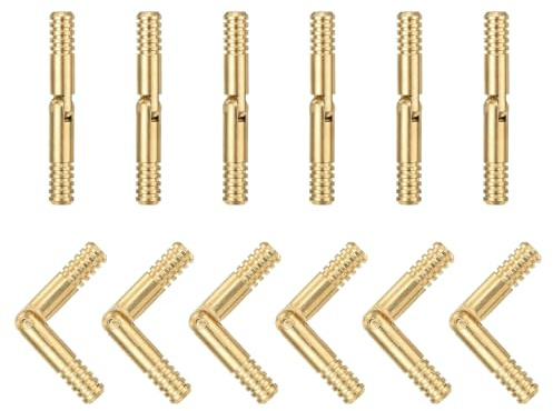 sourcing map Lot de 12 charnières invisibles en laiton - 30 x 4 mm - Support pliable - Charnières cylindriques cachées pour boîte à souvenirs - Charnières à baril d'armoire