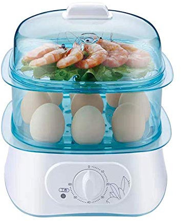 Pentola Cucinare, Piccola vaporiera elettrica 3 Litri, vaporiera elettrica a 2 Strati, cestello impilabile Liberamente, No, Timer 60 Minuti