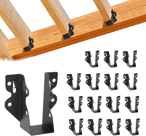 16 Pcs 2x 4 Joist Hanger,Q235B Steel Face Mount Joist Hangers,Black Powder Coated Hurricane Ties for Rafter, Rafter Brackets for Floor, Deck and Ceiling Joists