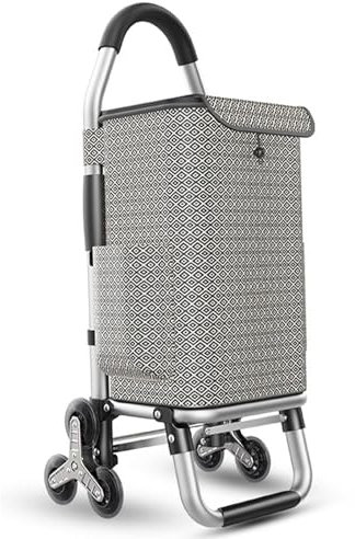 Monte-escalier pliable portable avec 6 roues silencieuses, léger et imperméable, motif grille amovible