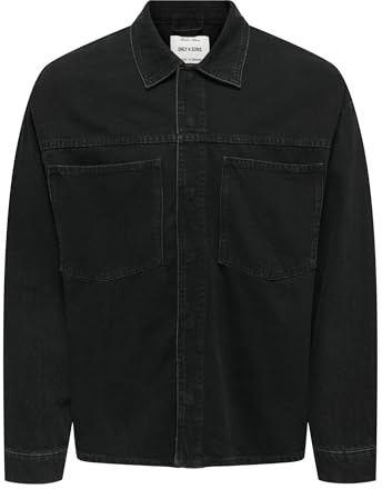Only & Sons Giacca in Jeans Male ONSEMIL, Nero delavé, XX_l