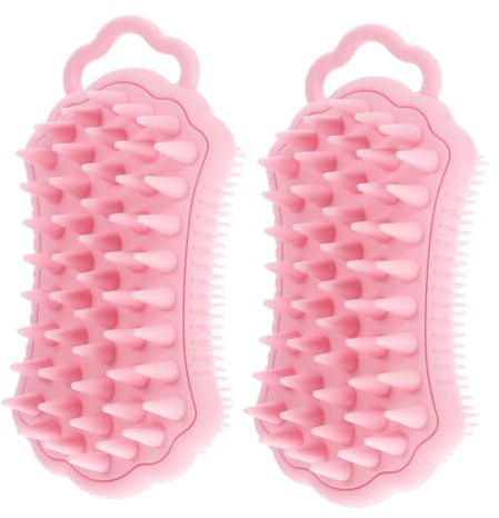 Healeved 2stücke Kopfhautmassagekamm mit Silikonbürste für Schuppenentfernung Haarkamm zur Reinigung und Massage Ergonomischer Griff für Trockenes und Nasses Haar