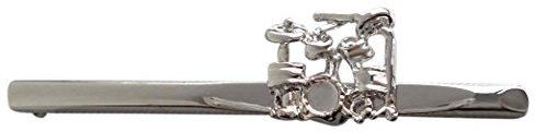 Schlagzeug drums Krawattennadel silbern glänzend ca. 6,8 cm lang m.i. Germany + Geschenkbox - Schmuck und Schutz für die Seidenkrawatte
