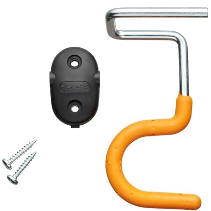 Fiskars Soportes para Herramientas, Solid, en Forma de S, Soportes de Pared para Herramientas de Jardín con Mango Largo, Recubrimiento Suave, Material Reciclado, Naranja, 3 Piezas, 1057584