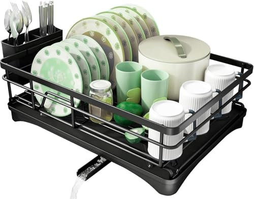 Genérico Patukshop Escurreplatos, Soporte para Secado De Utensilios, Estante para Platos De Metal Inoxidable, Soporte para Utensilios De Cocina, Estante De Secado para Utensilios De Cocina (Negro)