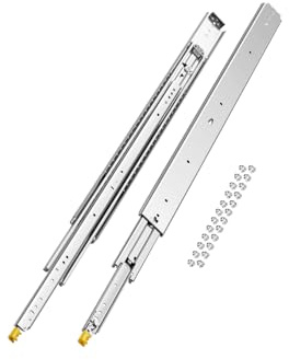 VEVOR Glissière de tiroir à extension complète, 1016 mm, coulisse de tiroir verrouillable, 1 paire, capacité de charge 226,8 kg, rail coulissant à montage latéral avec roulement à billes et verrou