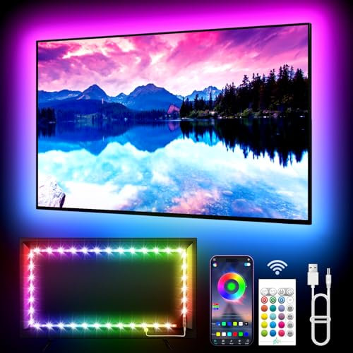 KANTUTOE TV LED Lights Strip, 3m RGB TV Backlight for 32-45in TV, Music Sync, Bluetooth APP & Remote Control USB Powered LED Lights for Bedroom, Gaming Room, Home Décor
