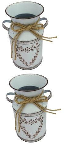 Cabilock Jarrón De Hojalata De 2 Piezas Decoración Rústica para El Hogar Flores para Exteriores Decoración Vintage Centros De Mesa Arreglos Decoración Galvanizada Jarra