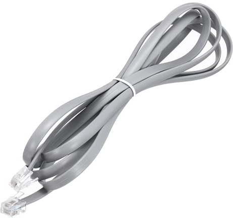 sourcing map 1 Pack Telephone Cord, 6.6ft Phone Cable RJ12 6P6C Male to Male Straight Wired Handset Cord for Home, Office, Grey