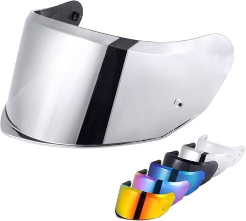 Helmvisier für FF808/Stream II, Motorradhelm Visier,UV Schutz Helmvisier,Motorrad Windschutz Helm Objektiv Visier.Motorradhelm Visier Ersatz (Chrom Silber)