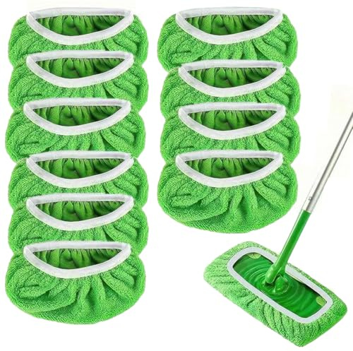 10 pièces Panni Cuscinetti per Mocio in Microfibra di Ricambio, 25.4x11.5cm | Straccio Lavapavimenti per Pavimenti Asciutti/Bagnati, Panni Cuscinetti per Mocio Ricarica Riutilizzabili, per Pavimenti