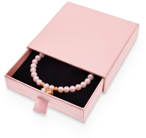 GGUFAY Caja de Regalo para Joyería, Caja Bonita para Regalos, Cajas de Presentación 9x9x1,7cm, Organizador de Collares, Pendientes y Anillos, Almacenamiento de Joyas de Fieltro (Rosa)