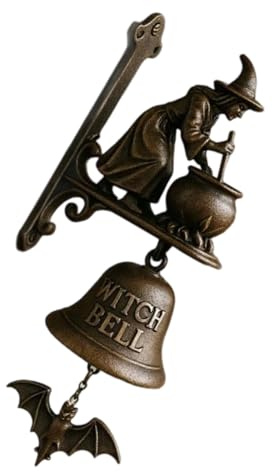 Campanelli da strega in bronzo anticato fatti a mano in resina da appendere alla parete e carillon in metallo antiruggine per Halloween Home Accent Appartamento Friendly Campanelli porta