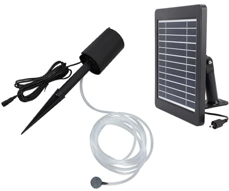 Marhynchus Kit Aeratore per Laghetto Solare con Pannello Solare da 6 V 4 W e Batteria da 2200 MAh, Pompa di Ossigeno per Laghetto da Esterno per Acquari con Flusso d'aria di 0,8 L/min e 3 modalità,