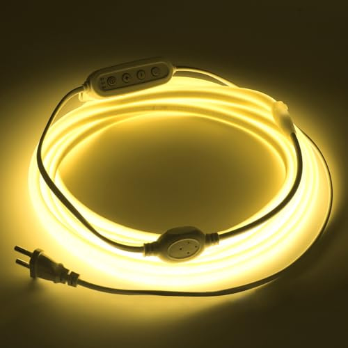 HEGEHE - Striscia LED neon COB 220V dimmerabile e con timer [4M, Bianco naturale 4000-4500K], impermeabile IP65 flessibile, 288 LEDs/M striscia LED FCOB tagliabile CRI85+, decorazione per la casa