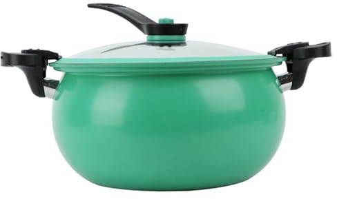 Mini olla a presión de gran capacidad, olla a presión de calentamiento rápido con asas de bloqueo, microolla multifunción para estufas eléctricas de inducción de gas, verde