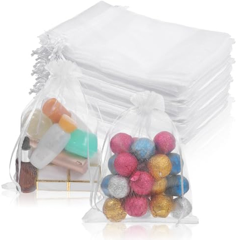 JJUNW 50 Stück Organzasäckchen, 15x20cm Geschenk Schmuckbeutel Schmucksäckchen Verpackungstüten Geschenkbeutel Organza Für Hochzeit Geburtstag Party Weihnachten