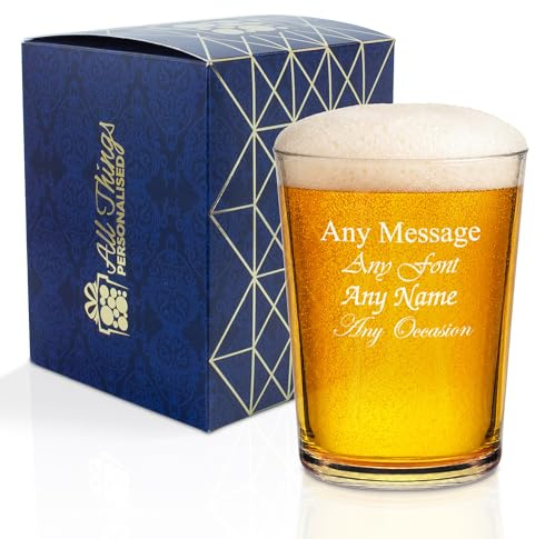 Personalised Engraved Short Islington Pint Glass, Custom Name or Message, Laser Engraved, Gift Box Included, Bespoke Keepsake for Any Occasion