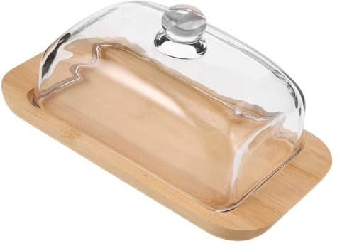 IDEANATEGRATE Mantequera de Vidrio con Tapa para Mantequilla en Lonchas, Almacenamiento Hermético y Visibilidad Clara, Adecuado para Refrigerador o Encimera de Cocina
