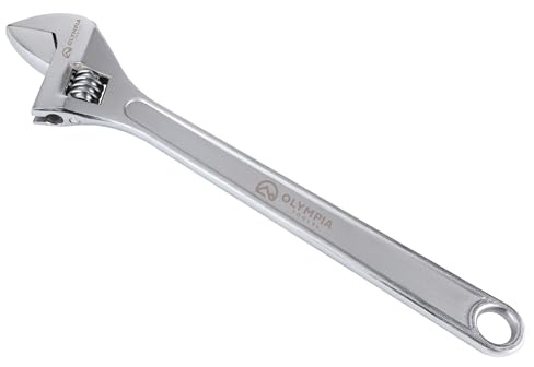 Olympia Tools 24 Adjustable Wrench, Heavy Duty Drop Forged Steel, Chrome Plated, Precision Machined Jaws, Rust Resistant