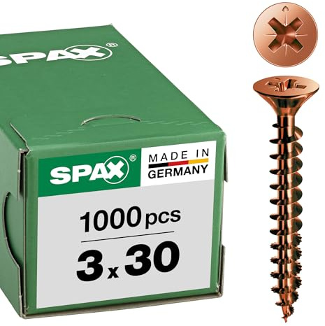 SPAX Universalschraube, 3,0 x 30 mm, 1000 Stück, Kreuzschlitz Z1, Senkkopf, Teilgewinde, 4CUT, Brüniert C1A, 1081140300305