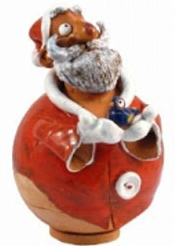 Keramik Gartenstecker Gartenkugel Blumenstecker Beetstecker Nicolaus/ Weihnachtsmann frostfest