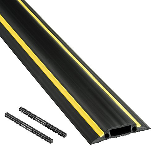 D-Line FC83B/9M, Canaleta de Suelo Para Cables, Pasacables - Oculta y Previene Accidentes - Cavidad 30mm (Anch.) x 10mm (Alt.) - 9 Metros - Negro y Amarillo